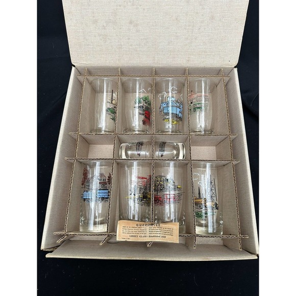 1950s Libbey TRAILMOBILE Truck Moving Trucking Promo DRINKING Glass Set In Box